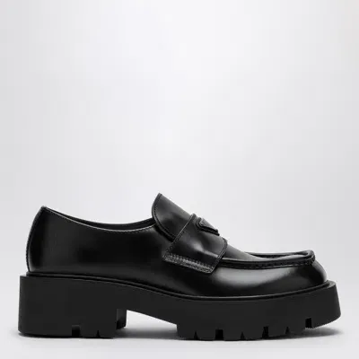 Prada Black Brushed Leather Loafer