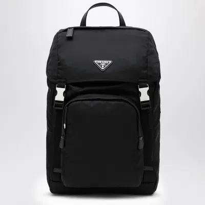 Prada Black Re-nylon Backpack With Snap Fastener