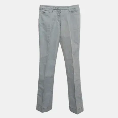 Pre-owned Prada Blue Gabardine Skinny Trousers S