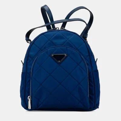 Pre-owned Prada Blue Tessuto Impuntu Backpack