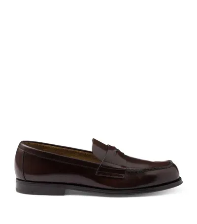 Prada Brushed Leather Loafers In Black