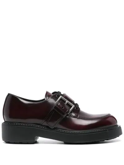 Prada Buckle-detailed Brogue In Brown