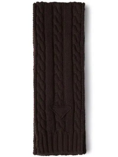 Prada Cashmere Cable-knit Scarf In Moro