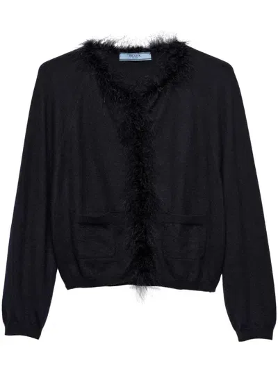 Prada Cashmere Cardigan In Black