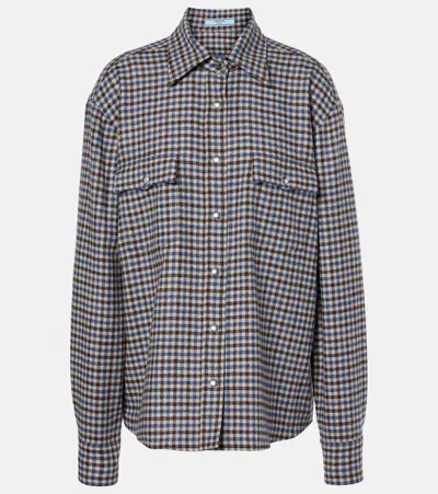 Prada Checked Wool Shirt In Multi