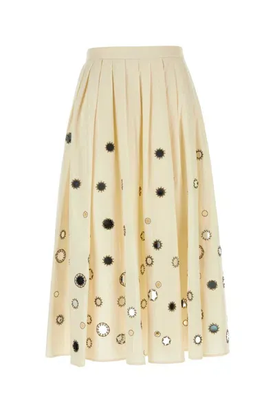 Prada Cream Cotton Skirt In Yellow