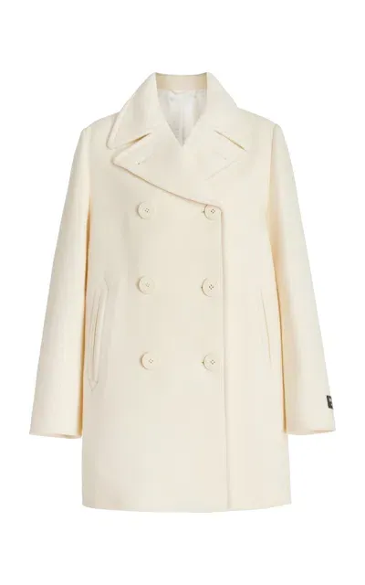 Prada Double-breasted Wool Peacoat In Ivory