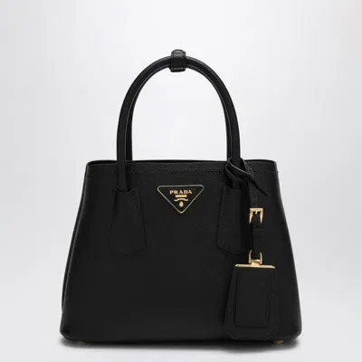 Prada Double Saffiano Leather Mini Bag In Black