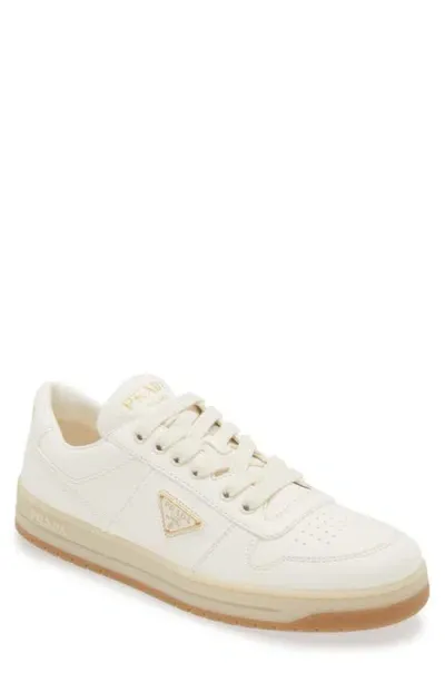 Prada Downtown Leather Sneaker In Avorio