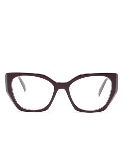 Prada Geometric-frame Glasses In Red