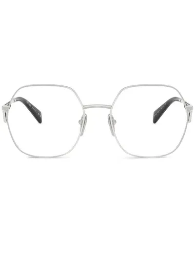 Prada Geometric-frame Glasses In Silber