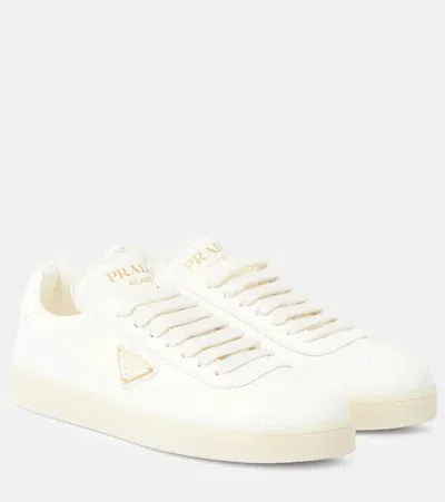 Prada Lane Leather Sneakers In White