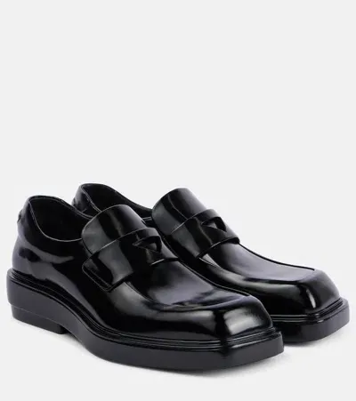 Prada Leather Loafers In Black