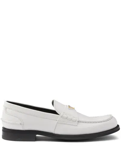 Prada Leather Loafers In White