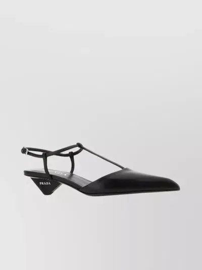 Prada Leather Pointed Toe Pumps In Black