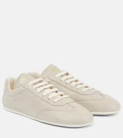 Prada Leather Sneakers In Gray