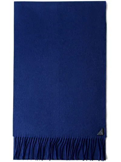 Prada Silk And Cashmere Scarf In Blue