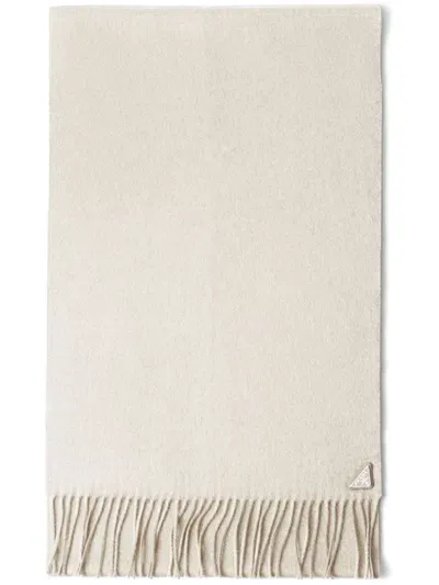 Prada Silk And Cashmere Scarf In Neutrals