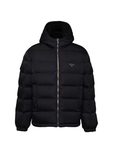 Prada Cropped Re-nylon Down Jacket In Black