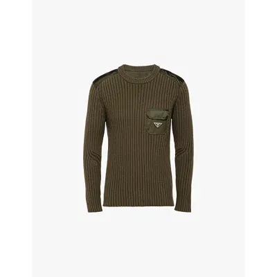 Prada Wool And Cashmere Crew-neck Sweater In Green