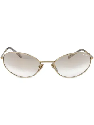 Prada Oval-frame Sunglasses In 金色