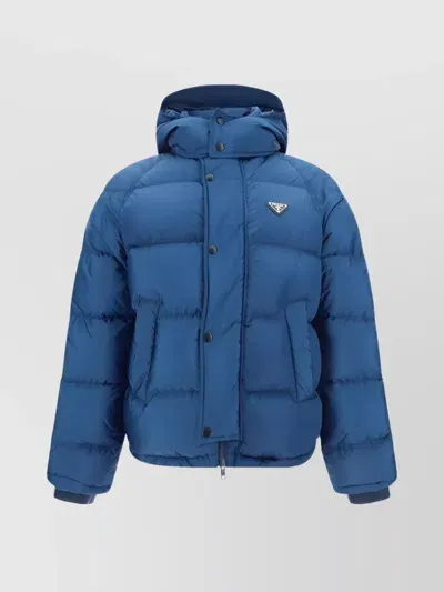 Prada Padded Quilted Hooded Down Jacket In Multicolor