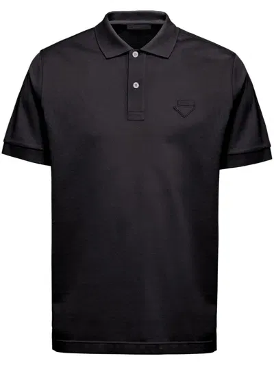 Prada Poloshirt Aus Pikee In Black