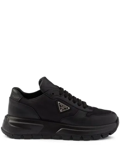 Prada Prax 01 Re-nylon And Leather Sneakers In 黑色