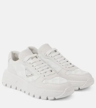 Prada Prax One Leather-trimmed Sneakers In White