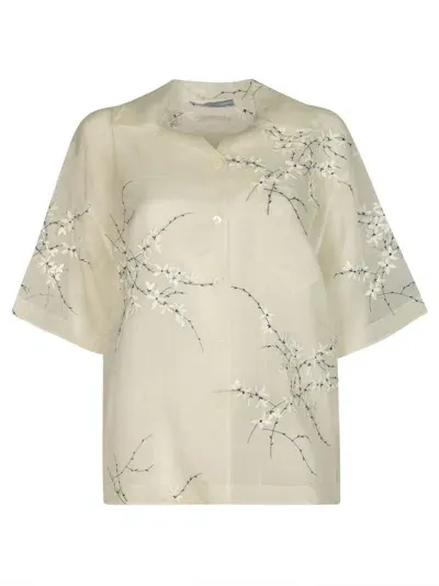 Prada Printed Oversized Blouse In White