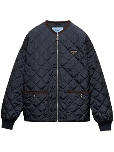 Prada Quilted Re-nylon Blouson In Blue