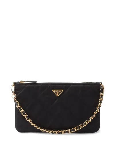 Prada Quilted Re-nylon Pouch In Black