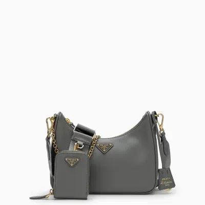 Prada Re-edition 2005 Slate-coloured Saffiano Bag In Gray