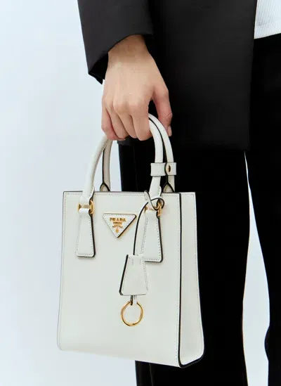 Prada Saffiano Leather Handbag In White