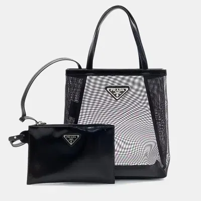 Pre-owned Prada Sequin Mesh Tote Bag In Black