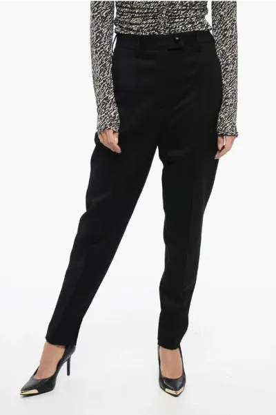 Prada Single-pleated Twill Virgin Wool Blend Pants In Black