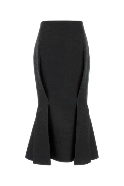 Prada Wool Midi Skirt In Grey