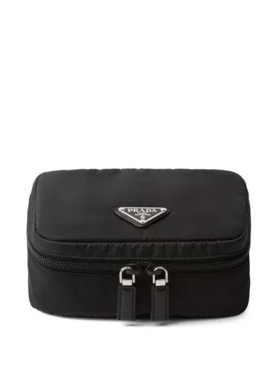 Prada Small Re-nylon Zipper Pouch In Black