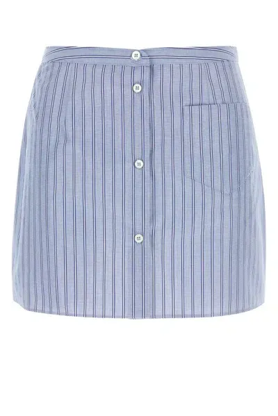 Prada Striped Straight Hem Mini Skirt In Multicolor