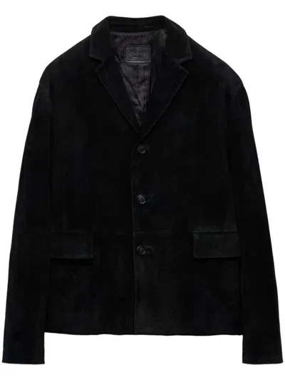 Prada Suede Blazer In Black