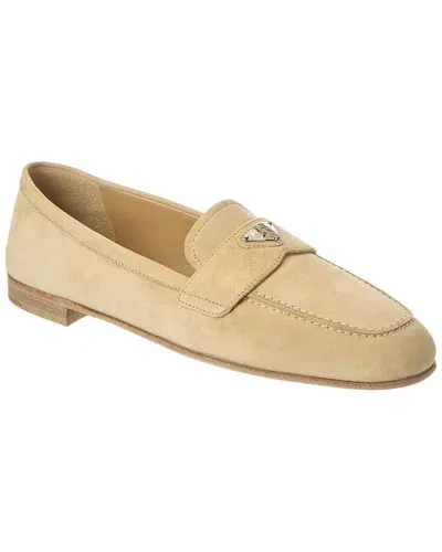 Prada Suede Loafers In Beige Khaki