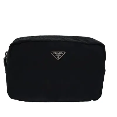 Prada Triangle-logo Make-up Bag In Black