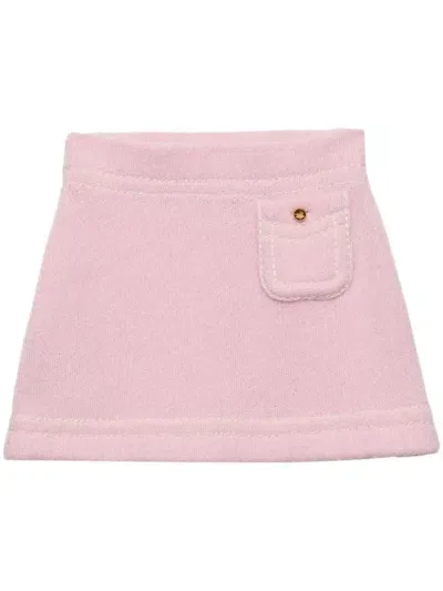 Prada Triangle-logo Cashmere Miniskirt In Rosa