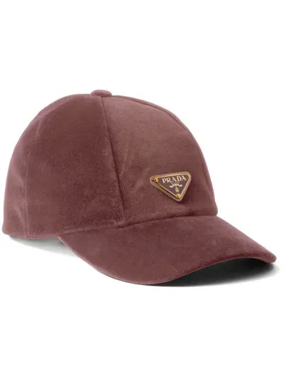 Prada Velvet Baseball Cap In Pink