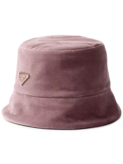 Prada Velvet Bucket Hat In Pink