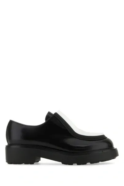 Prada Raised-edge Leather Lace-up Shoes In Black