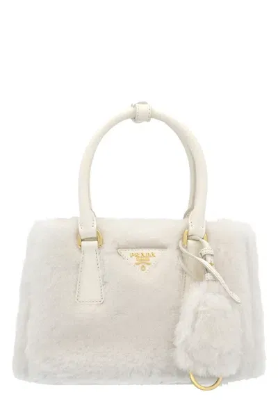 Prada Galleria Shearling Mini-bag In White