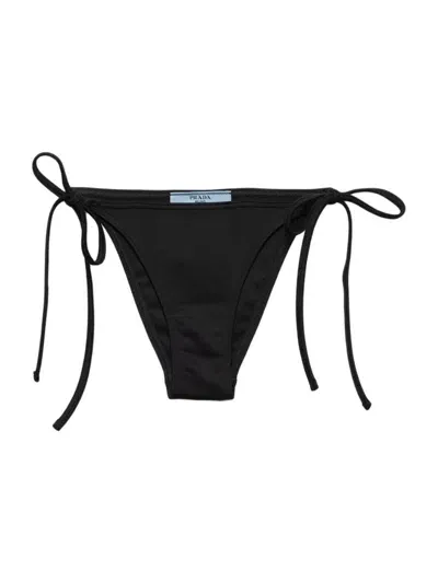 Prada Interlock Knit Bikini Bottom In Black