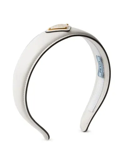 Prada Women's Leather Headband In White