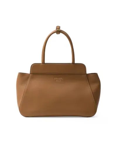 Prada Medium Leather Tote Bag In Brown